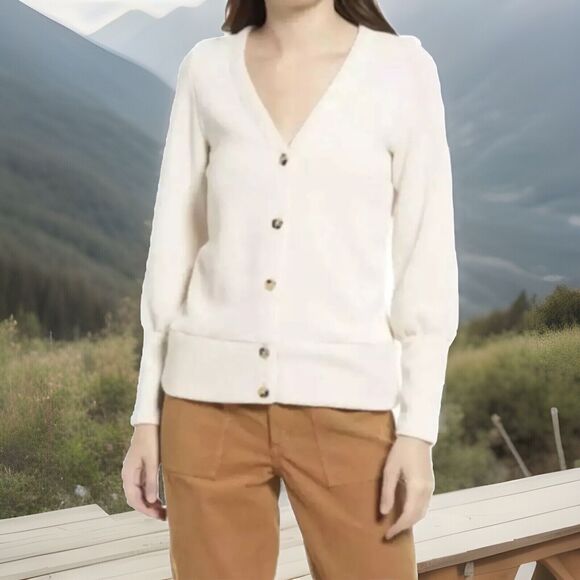 MADEWELL Ivory Flower Shaped Buttons Ottoman Rib Cardigan Size Small EUC‎ - Picture 10 of 13